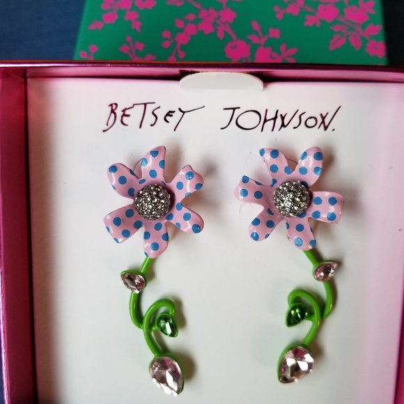 Betsey Johnson Whimsical Flower Earrings - NWT&B - Picture 1 of 5